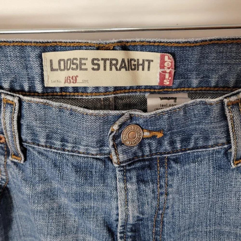 Levis Loose Straight Jeans W34/L32 Mens Denim 100% Cotton Blue - Picture 4 of 10